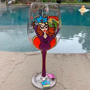 Drama Queen Hand-painted Lulu Bling Wine Glass 2 Saints